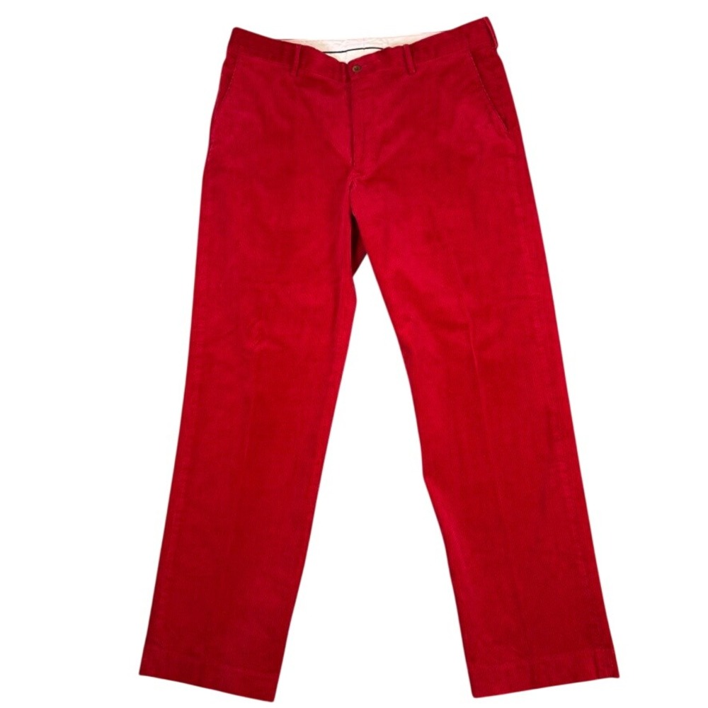 Polo Ralph Lauren Mens Red Corduroy Pants Straight Leg Trousers 37x31